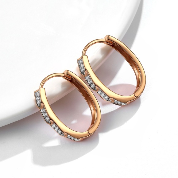 New 18K Gold Plated Stud Hoops Earrings - Picture 6 of 9